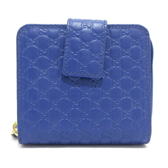 GUCCI Micro Guccissima Blue Leather Bifold Wallet 220-081025 - Picture 3 of 10